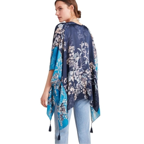 Kachel x Anthropologie Jamie Tasseled Kimono Viscose Silk Blend One Size Tunic - Picture 4 of 11